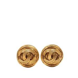 CHANEL Vintage Gold Logo Earrings
